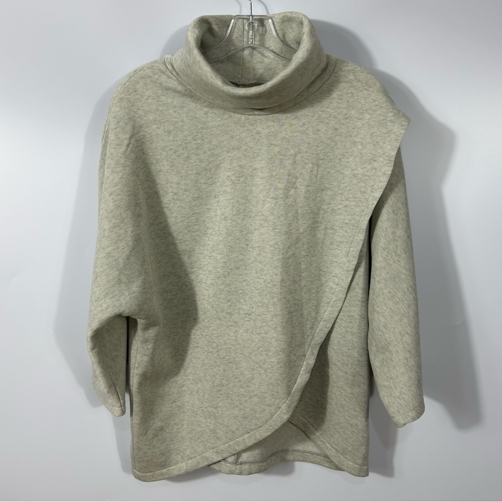 Women’s Light Grey Wrap Sweatshirt Dolman 3/4 Sleeves Size L/XL